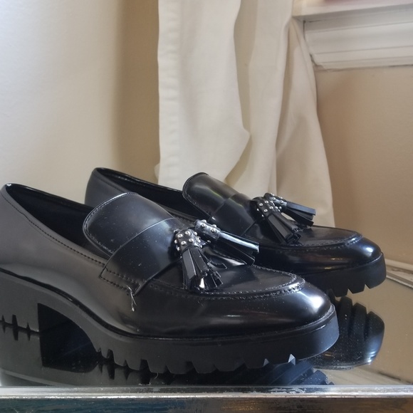 Zara Black Loafer with Studded Tassels Sz 9 - Picture 5 of 5